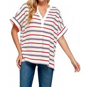 NEW TWENTY TEN striped tunic top in red/white